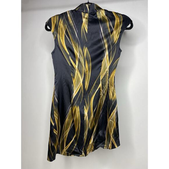 Kim Shui Abstract Print Dress Black Silk Women's XS Mini Evening Sexy Short - Picture 5 of 9